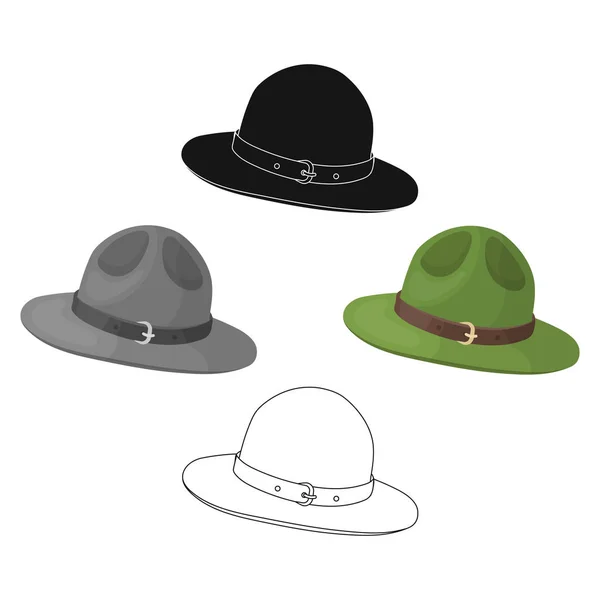 Kanadalı bir korucunun yeşil şapkası. Karikatür Kanada tek simge, siyah stil vektör sembolü stok illüstrasyon web. — Stok Vektör