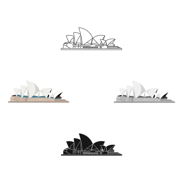 Sydney Opera House ikona w kreskówce, czarny styl na białym tle. Kraje symbol ilustracja wektor. — Wektor stockowy