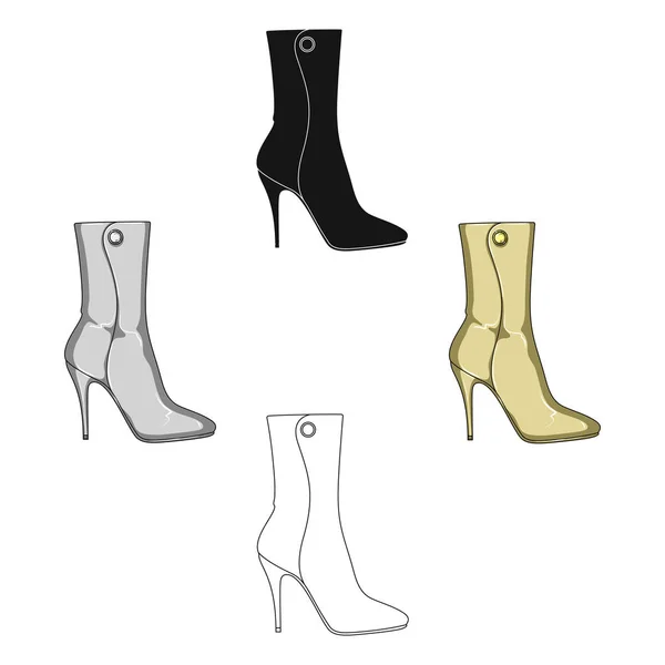 Demi alta mujer botas de tacón alto.Diferentes zapatos solo icono en la historieta, negro estilo vector símbolo stock ilustración . — Vector de stock