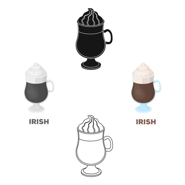 Cup of Irish coffee.Different types of coffee single icon in cartoon,black style vector symbol stock illustration web. — Stock Vector