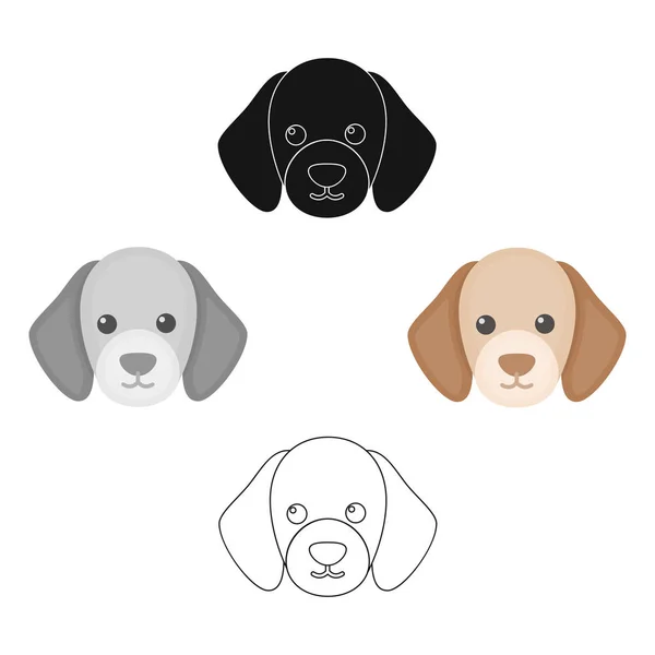 Perro hocico vector icono en dibujos animados, estilo negro para la web — Vector de stock