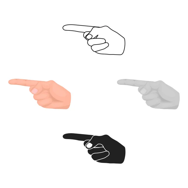 Ícone de dedo indicador em desenhos animados, estilo preto isolado no fundo branco. Mão gestos símbolo estoque vetor ilustração . — Vetor de Stock