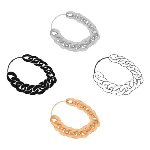 Icône chaîne de bijoux en dessin animé, style noir isolé sur fond blanc. Bijoux et accessoires symbole illustration vectorielle de stock . — Image vectorielle