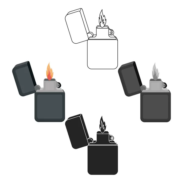 Ícone mais leve em desenhos animados, estilo preto isolado no fundo branco. Fonte de luz símbolo estoque vetor ilustração — Vetor de Stock