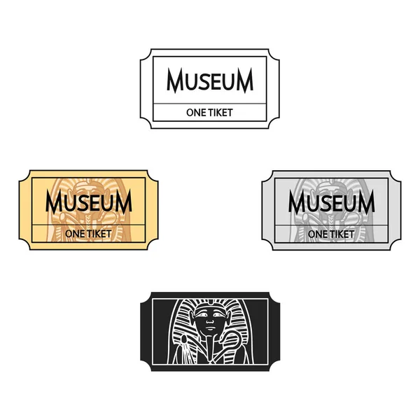 Eintrittskarte zur Museumsikone im Cartoon, schwarzer Stil isoliert auf weißem Hintergrund. museum muster stock vektor illustration. — Stockvektor