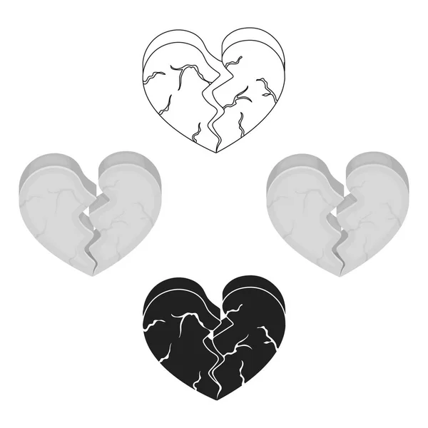 Heart icon in cartoon, black style isolated on white background. Романтическая векторная иллюстрация . — стоковый вектор