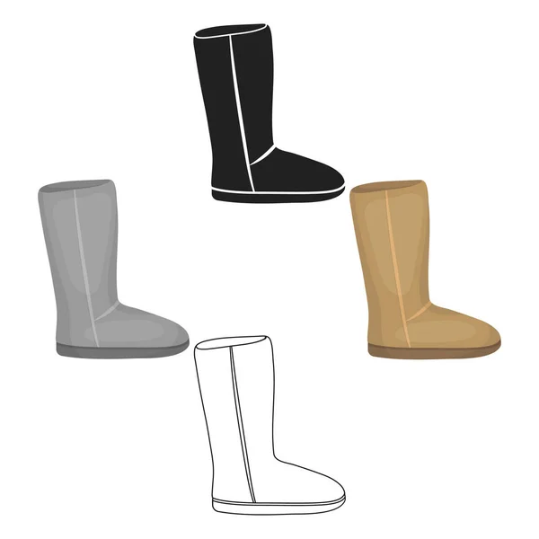 Ugg靴子图标在卡通，黑色风格孤立在白色背景。鞋符号库存矢量插图. — 图库矢量图片