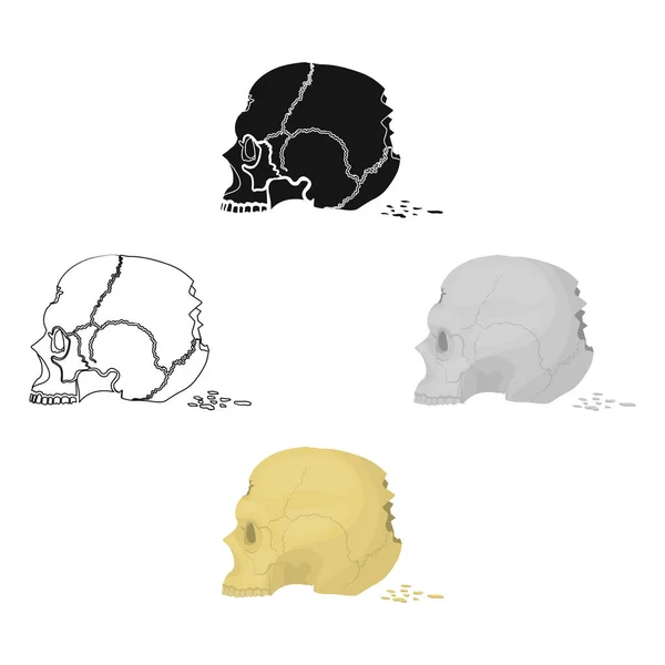 Cráneo único icono en la historieta, negro style.Skull, vector símbolo stock illustration web . — Archivo Imágenes Vectoriales