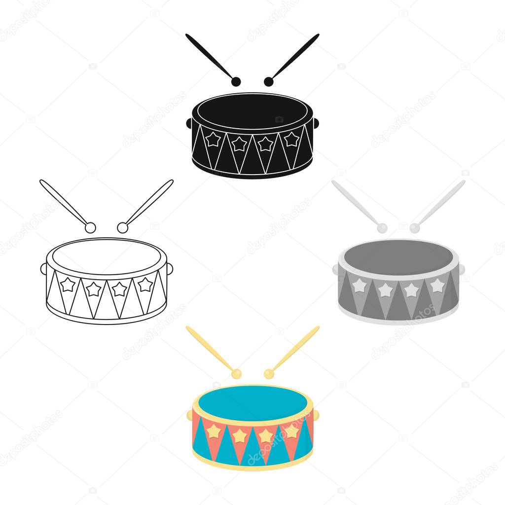 Drum cartoon,black icon. Illustration for web and mobile.