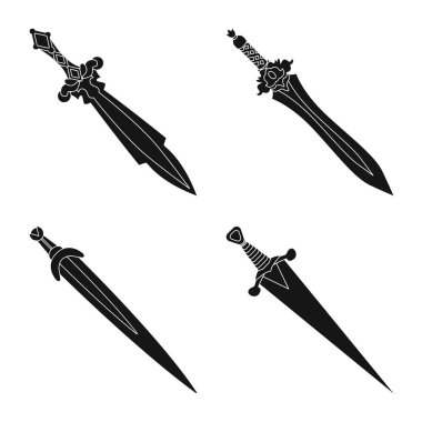 Keskin ve bıçak logosu izole nesne. Stok için keskin ve hançer vektör simgesi kümesi.