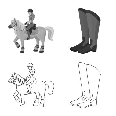 Ekipman ve Binicilik simgesi yalıtılmış nesne. Ekipman ve rekabet stok vektör çizim seti.