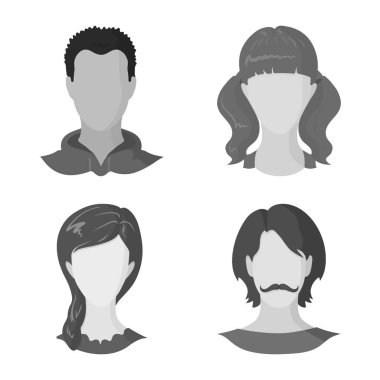 Karakter ve profil logo vektör tasarımı. Karakter ve web için kukla hisse senedi simgesi toplama.