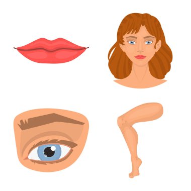 Vücut ve bölümü simge vektör tasarımı. Hisse senedi için vücut ve anatomi vektör simge topluluğu.