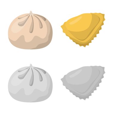 Ürün ve pişirme işareti vektör Illustration. Ürünler ve web için meze hisse senedi simgesi.