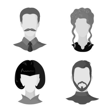 Karakter ve profil simgesinin vektör Illustration. Web için karakter ve kukla stok sembolü kümesi.
