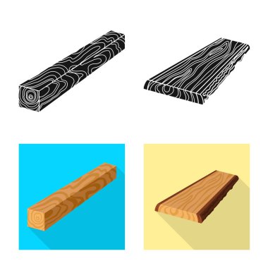 Ağaç ve ham logo vektör çizimi. Ağaç ve inşaat hisse senedi vektör çizim seti.