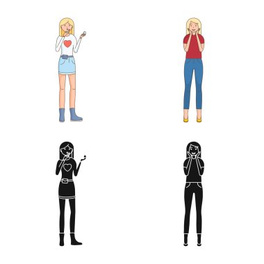 Duruş ve ruh hali işareti vektör Illustration. Duruş ve kadın hisse senedi vektör çizim koleksiyonu.