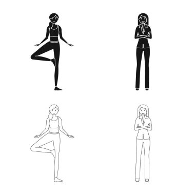 Duruş ve ruh hali işareti yalıtılmış nesne. Duruş ve kadın hisse senedi vektör çizim.