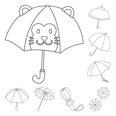 Sezonun izole nesnesi ve açık logo. Sezon ve emniyet stok vektör illüstrasyonunun toplanması.