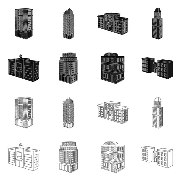 Progettazione vettoriale di costruzione e logo dell'edificio. Raccolta di illustrazione vettoriale costruzione e patrimonio immobiliare . — Vettoriale Stock