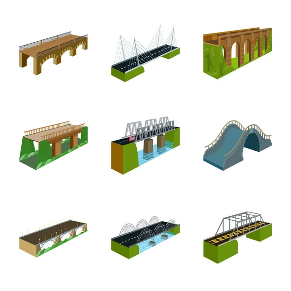 Projeto vetorial de pontes e logotipo da arquitetura. Coleção de bridgework e símbolo de estoque de estrutura para web . —  Vetores de Stock