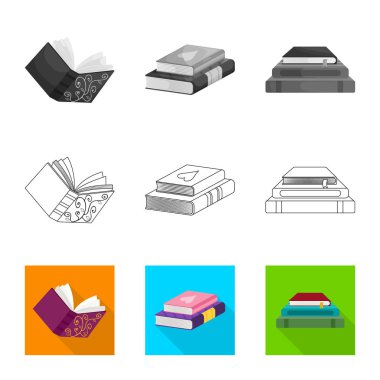 Eğitim ve kapak logosu yalıtılmış nesne. Eğitim ve hisse senedi için kitapçı vektör simge kümesi.