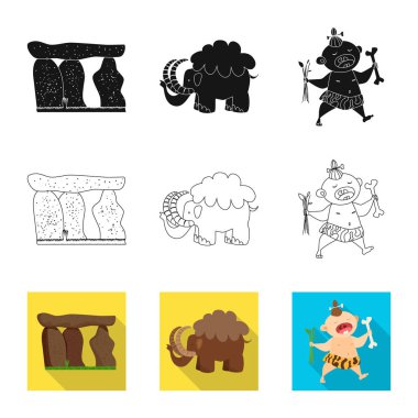 Evrim ve tarih öncesi logo vektör tasarımı. Web için evrim ve geliştirme hisse senedi simgesi kümesi.