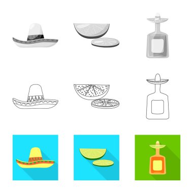 Kafe ve Latin işareti vektör çizimi. Kafe ve ulusal hisse senedi vektör çizim.