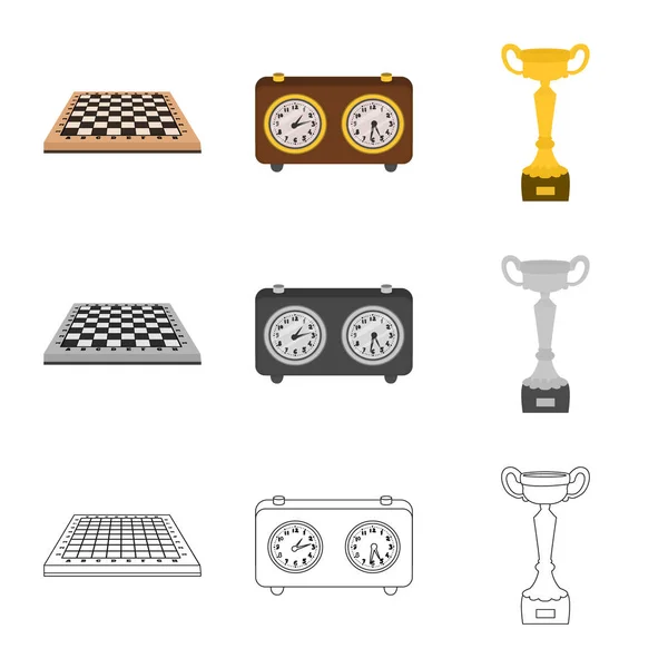 Vectorillustratie van schaakmat en dunne logo. Collectie van schaakmat en doel voorraad vectorillustratie. — Stockvector