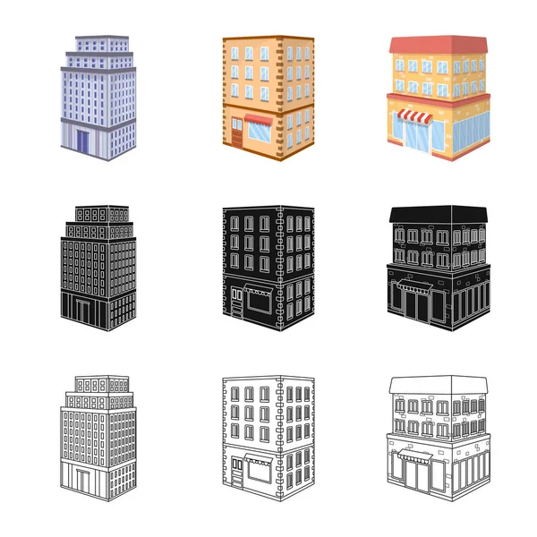 Oggetto isolato di costruzione e icona dell'edificio. Serie di costruzione e stock immobiliare illustrazione vettoriale . — Vettoriale Stock