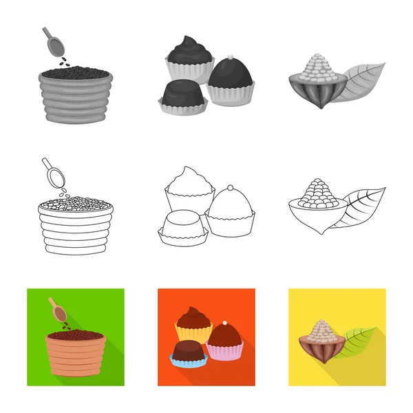 Векторный дизайн пищевой и вкусной иконы. Коллекция пищевых и коричневых векторных значков для склада . — стоковый вектор