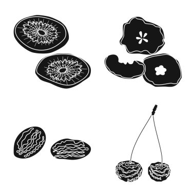 Vitamin ve doğa logo yalıtılmış nesne. Vitamin ve kurutulmuş hisse senedi vektör çizim.