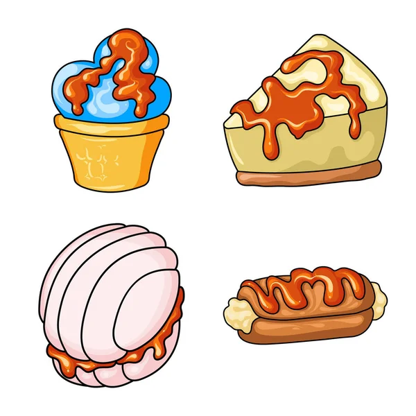 Векторная иллюстрация десерта и сладкого логотипа. Коллекция векторных иллюстраций десертов и пищевых запасов . — стоковый вектор