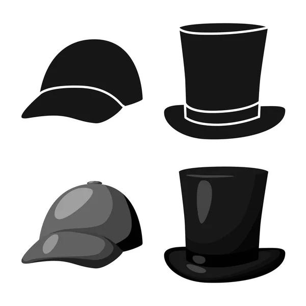 Geïsoleerde object van kleding en cap logo. Collectie van kleding en baret aandelensymbool voor web. — Stockvector