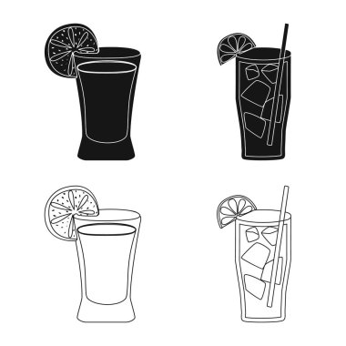 Kafe ve Latin logo vektör çizimi. Kafe ve hisse senedi için ulusal vektör simge kümesi.