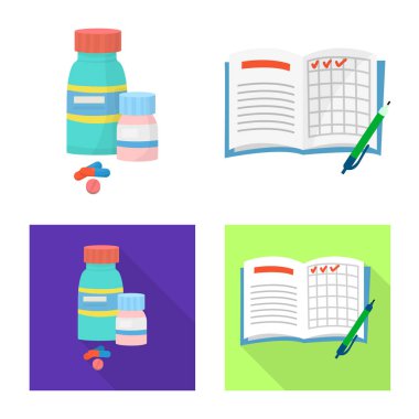 Diyet ve tedavi simge vektör Illustration. Hisse senedi için diyet ve tıp vektör simge topluluğu.