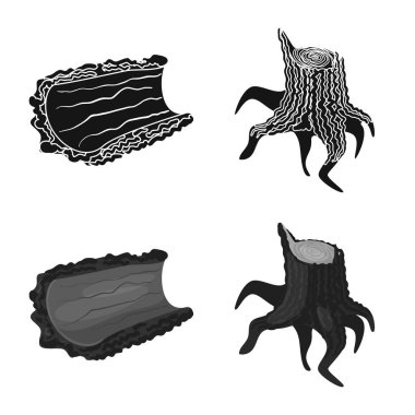 Ağaç ve ham işareti vektör çizimi. Ağaç ve inşaat hisse senedi simgesi için web topluluğu.