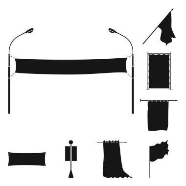 Malzeme ve ortam işaretinin vektör çizimi. Stok için malzeme ve tekstil vektör simgesi kümesi.