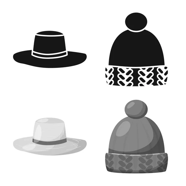 Conception vectorielle des vêtements et du logo de la casquette. Ensemble d'illustrations vectorielles de vêtements et de bérets . — Image vectorielle