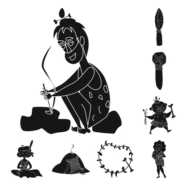 Diseño vectorial de sapiens e icono de desarrollo. Conjunto de sapiens e ilustración de vector de stock de edad . — Vector de stock