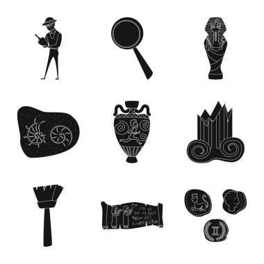 Müzesi ve öznitelikleri simge vektör Illustration. Müze ve tarihi vektör simgesini hissenin koleksiyonu.