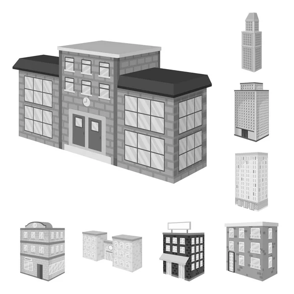 Ilustração vetorial da realeza e ícone moderno. Coleção de ícone de vetor de realty e construção para estoque . — Vetor de Stock