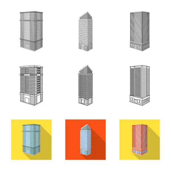 Projeto vetorial de construção e logotipo do edifício. Coleção de construção e símbolo de estoque de propriedade de web . — Vetor de Stock