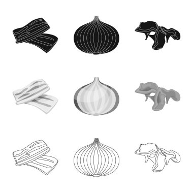 Tat ve ürün işareti vektör tasarımı. Zevkli ve hisse senedi için pişirme vektör simgesi ayarla.