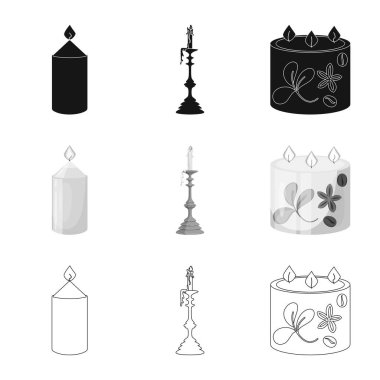 Gevşeme ve alev simgesi yalıtılmış nesne. Gevşeme ve hisse senedi için balmumu vektör simge kümesi.