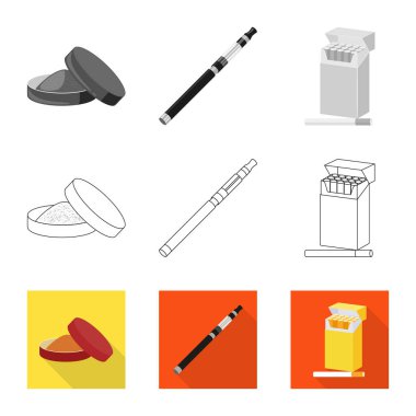 Çöp yalıtılmış nesne ve stop sembolü. Çöp ve alışkanlık hisse senedi vektör çizim seti.