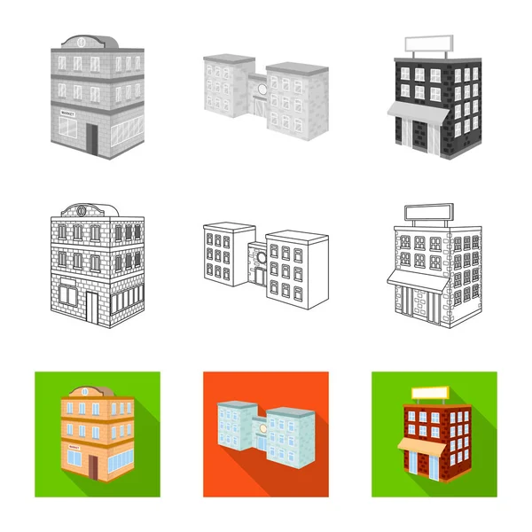 Illustrazione vettoriale di costruzione e segno di costruzione. Raccolta di costruzione e stock immobiliare simbolo per il web . — Vettoriale Stock