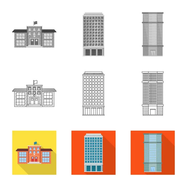 Conception vectorielle du symbole municipal et central. Collection d'icône vectorielle municipale et immobilière pour stock . — Image vectorielle