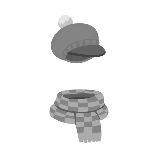 Μεμονωμένο αντικείμενο του συμβόλου καπέλο και κασκόλ. Σετ καπέλο και πράσινο σύμβολο αποθέματος για το Web. — Διανυσματικό Αρχείο