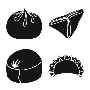 Mutfak ve meze logosu Vektör illüstrasyon. Web için mutfak ve gıda stok sembolü koleksiyonu.